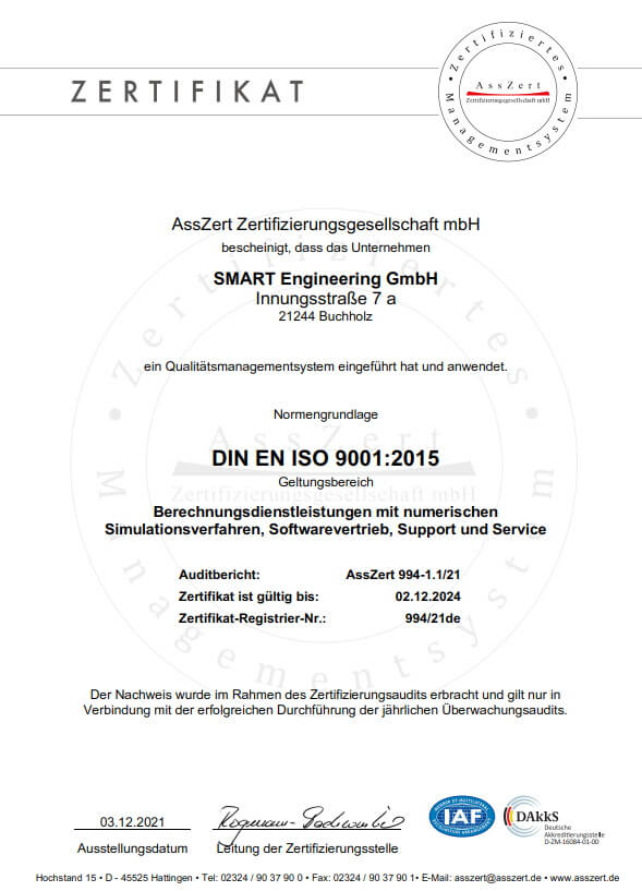 DIN EN ISO 9001:2015 Zertifikat Deutsch