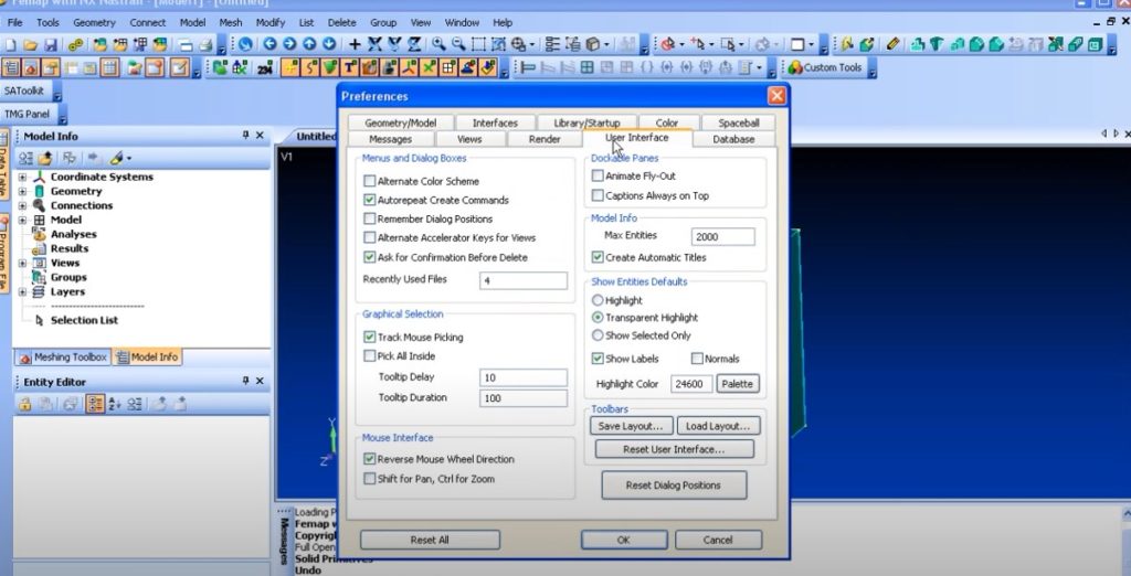 Video Femap Programmoberfläche anpassen